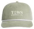 TOWS Coffee Co. Cord Rope Cap in Eucalyptus and White - 100% cotton corduroy with embroidered logo