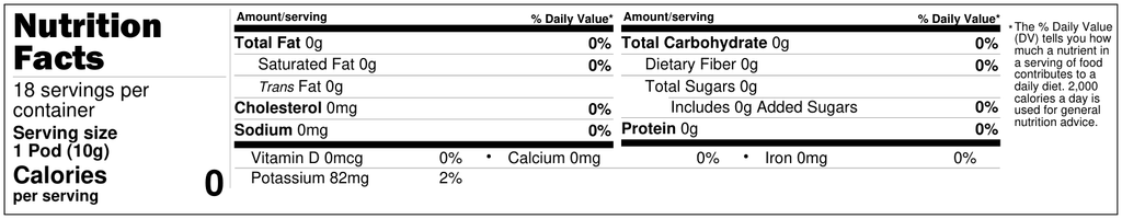 Tows Coffee Co Ultra Light Roast Nutrition Fact Panel for 1 K-Cup serving. 
