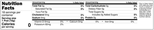 Tows Coffee Co Ultra Light Roast Nutrition Fact Panel for 1 K-Cup serving. 