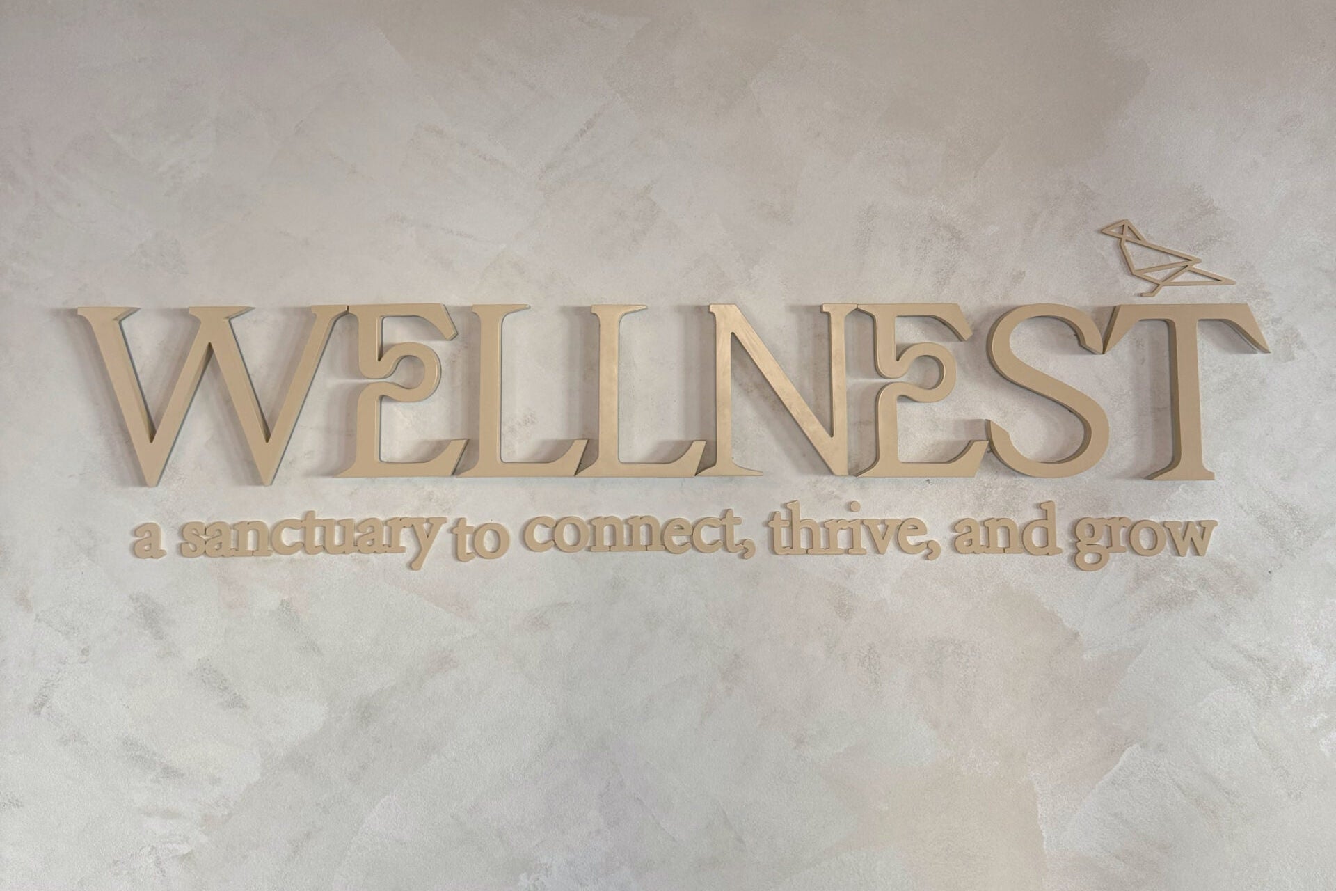 Wellnest Newport Beach Welcome sign in Lobby. 